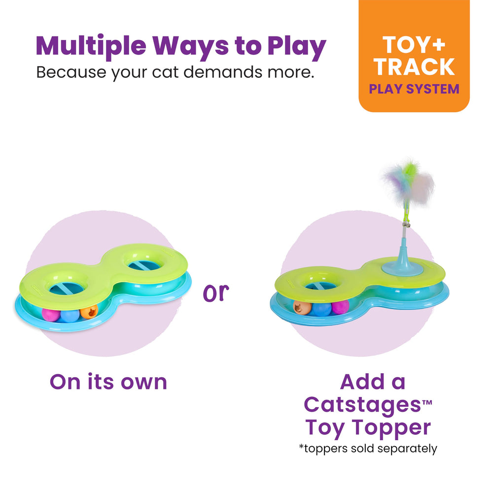 Catstages Infinity Ball Track foam feet stabilize play for uninterrupted feline fun.