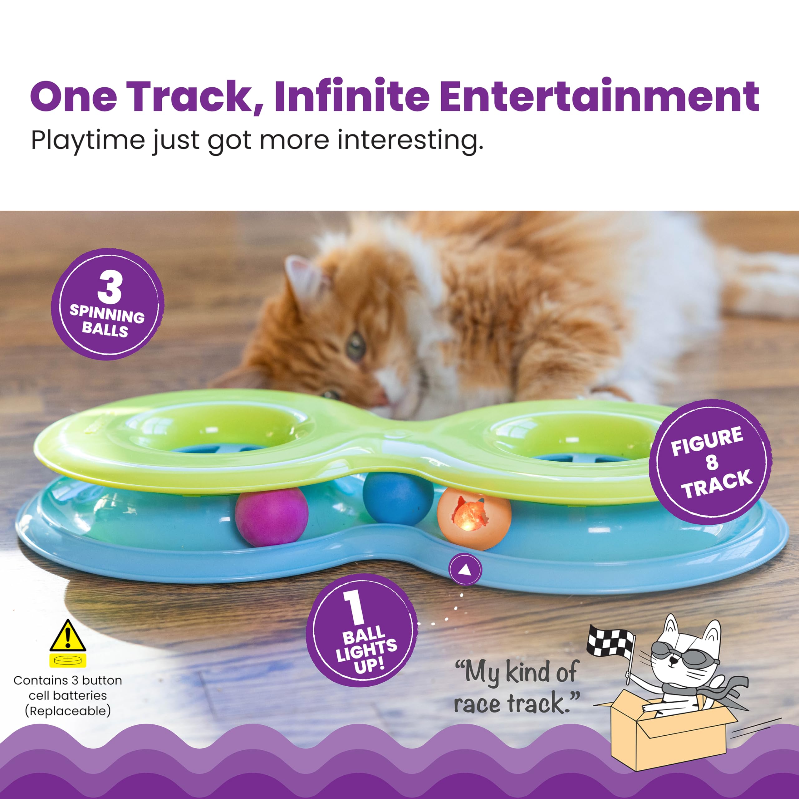 Catstages Infinity Ball Track with two balls offers dynamic chase and interactive fun.