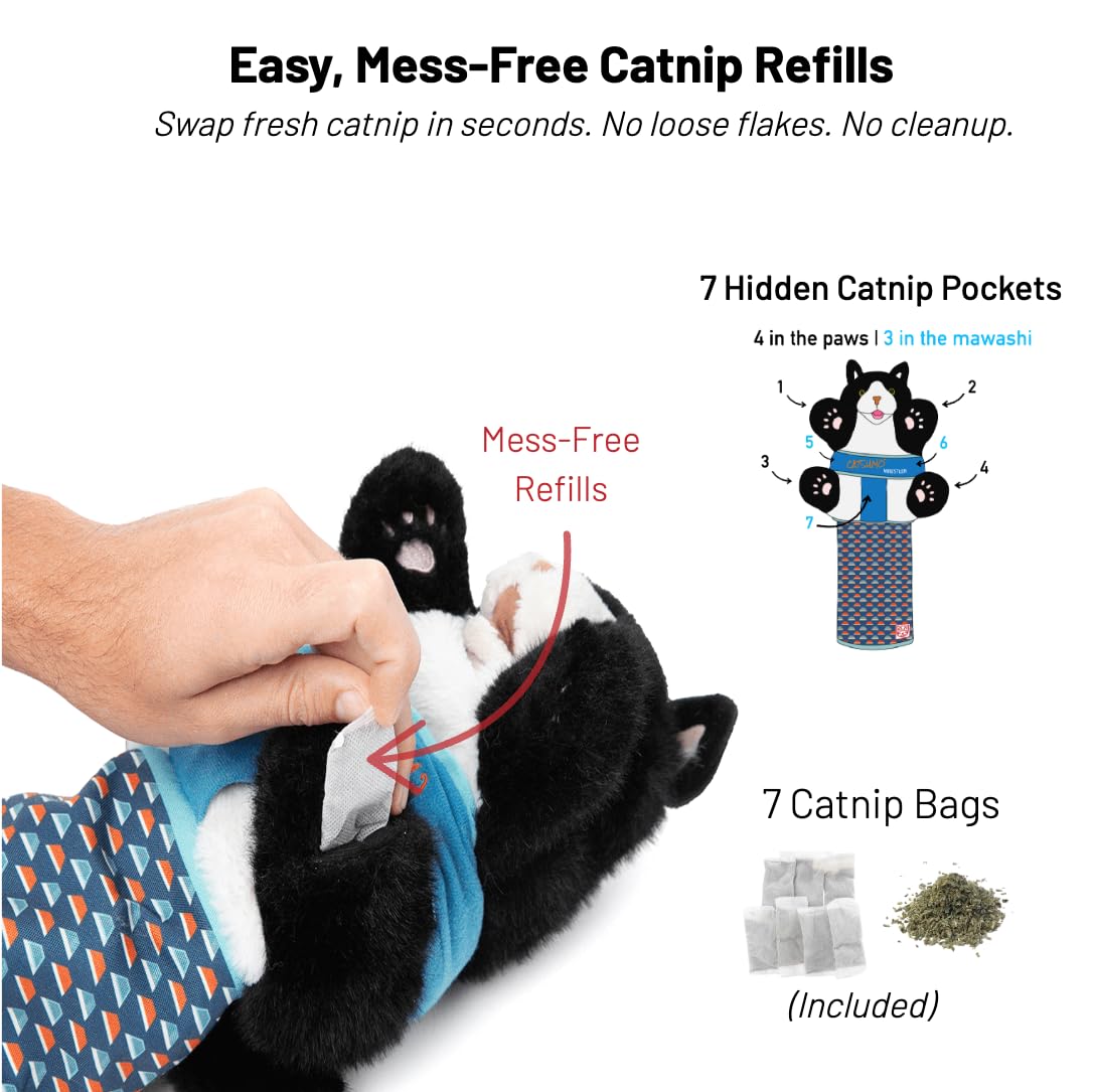 CATSUMO movable legs glove enables dynamic stalking and wrestling.