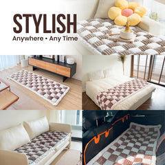 Cattasaurus jumbo deep coffee slipcover blends with decor.