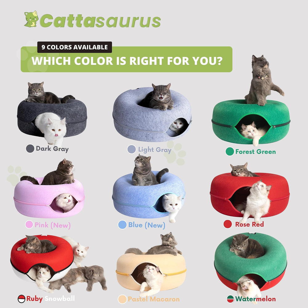 Cattasaurus Peekaboo 3-in-1 design combines bed, tunnel, and scratch space