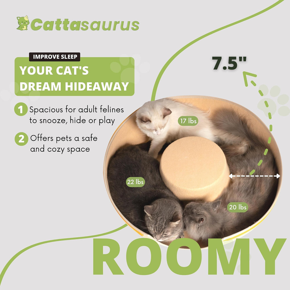 Cattasaurus Peekaboo 3-in-1 self-warming feature for chilly indoor evenings