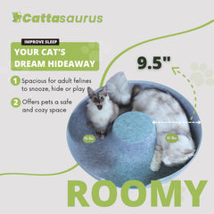 Cattasaurus Peekaboo Cat Cave detachable tunnel bed for easy cleaning