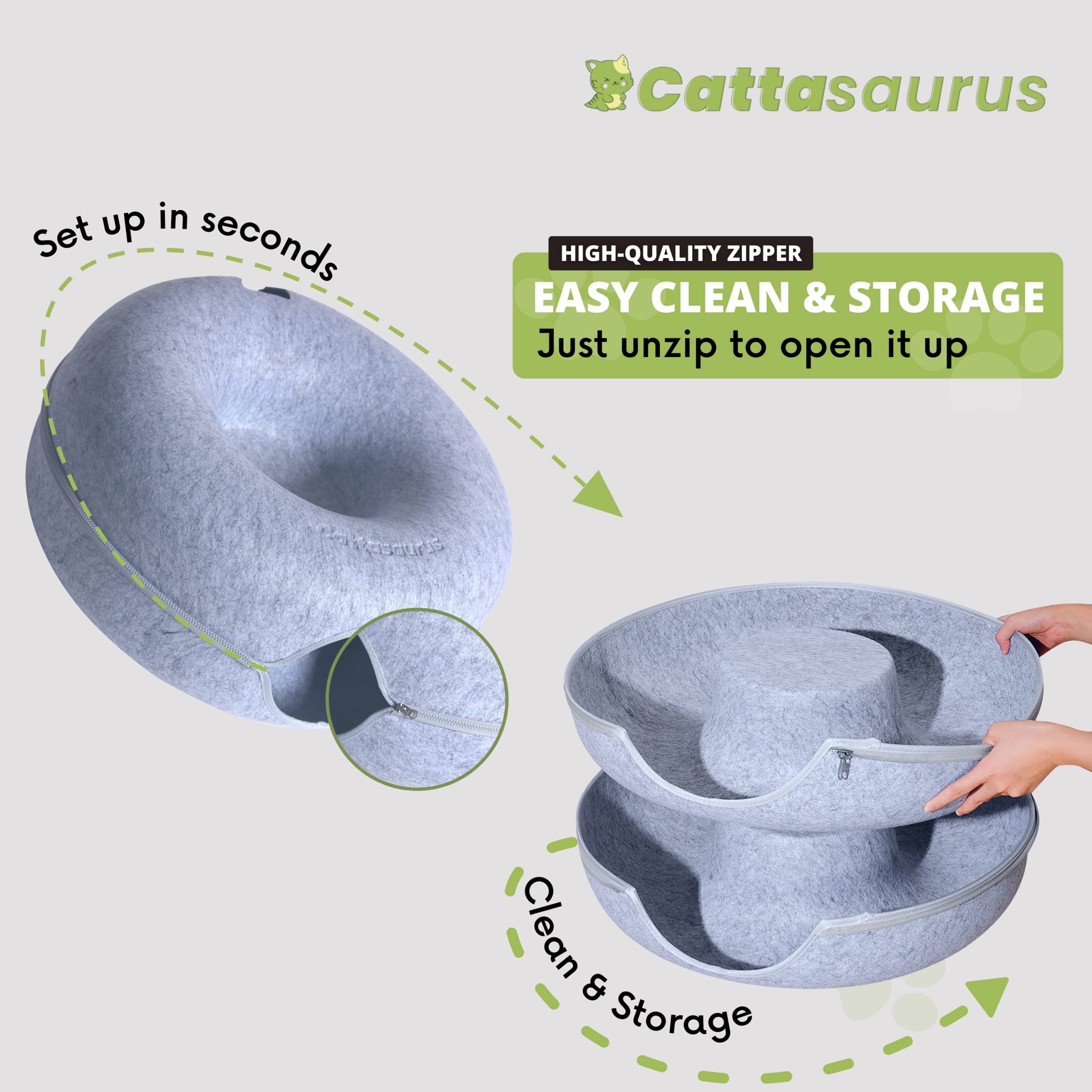 Cattasaurus Peekaboo with dog compatibility image shows multi-pet use