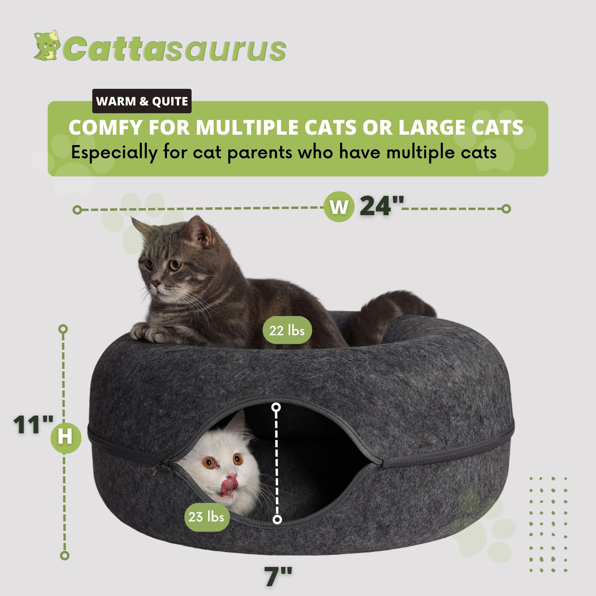 Cattasaurus Peekaboo Cat Cave dogs compatibility, suitable for small dogs.