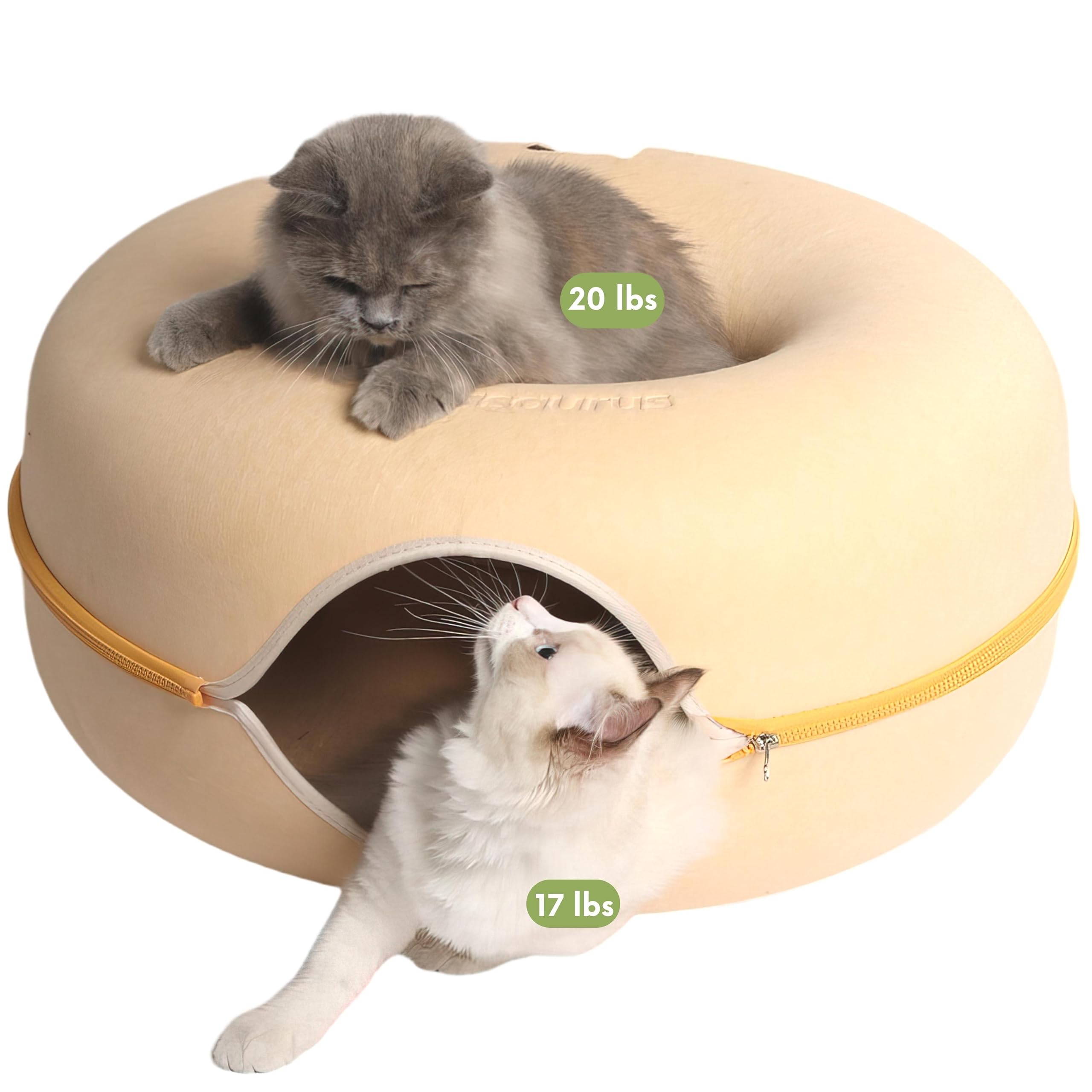 Cattasaurus Peekaboo Cat Cave Donut top view highlights roomy cozy sleep for large cats