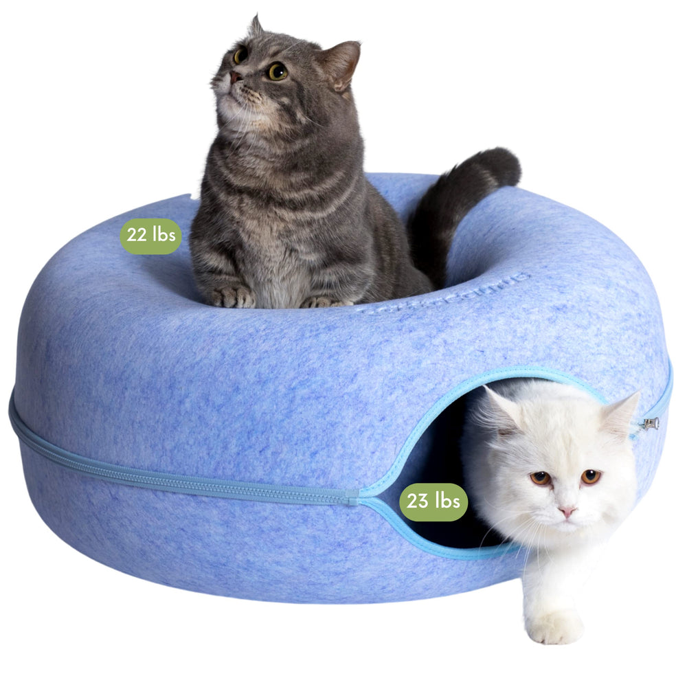 Cattasaurus Peekaboo cat cave donut top view for spacious lounging.