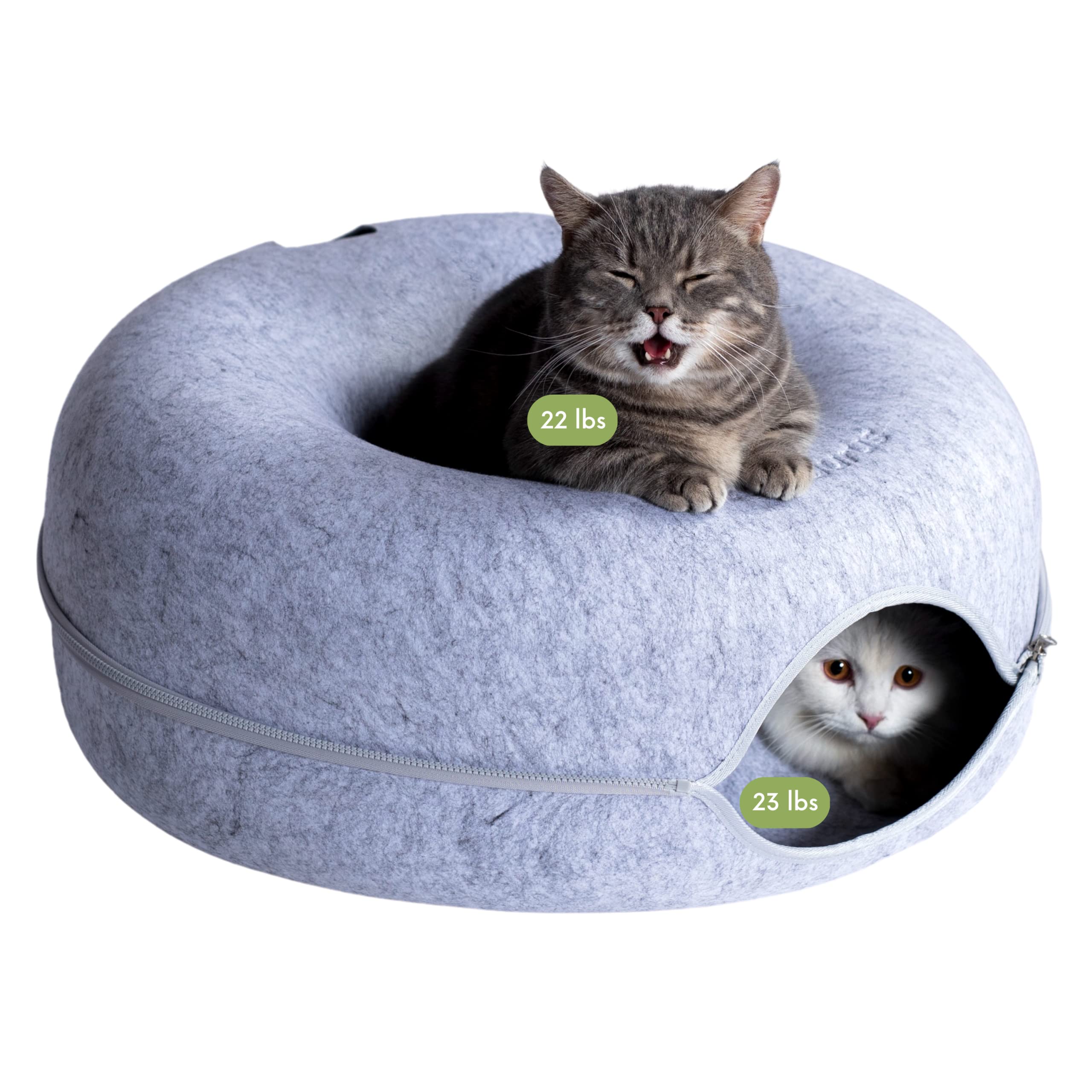 Cattasaurus Peekaboo cat cave donut top view reveals a cozy hideaway for cats and small dogs