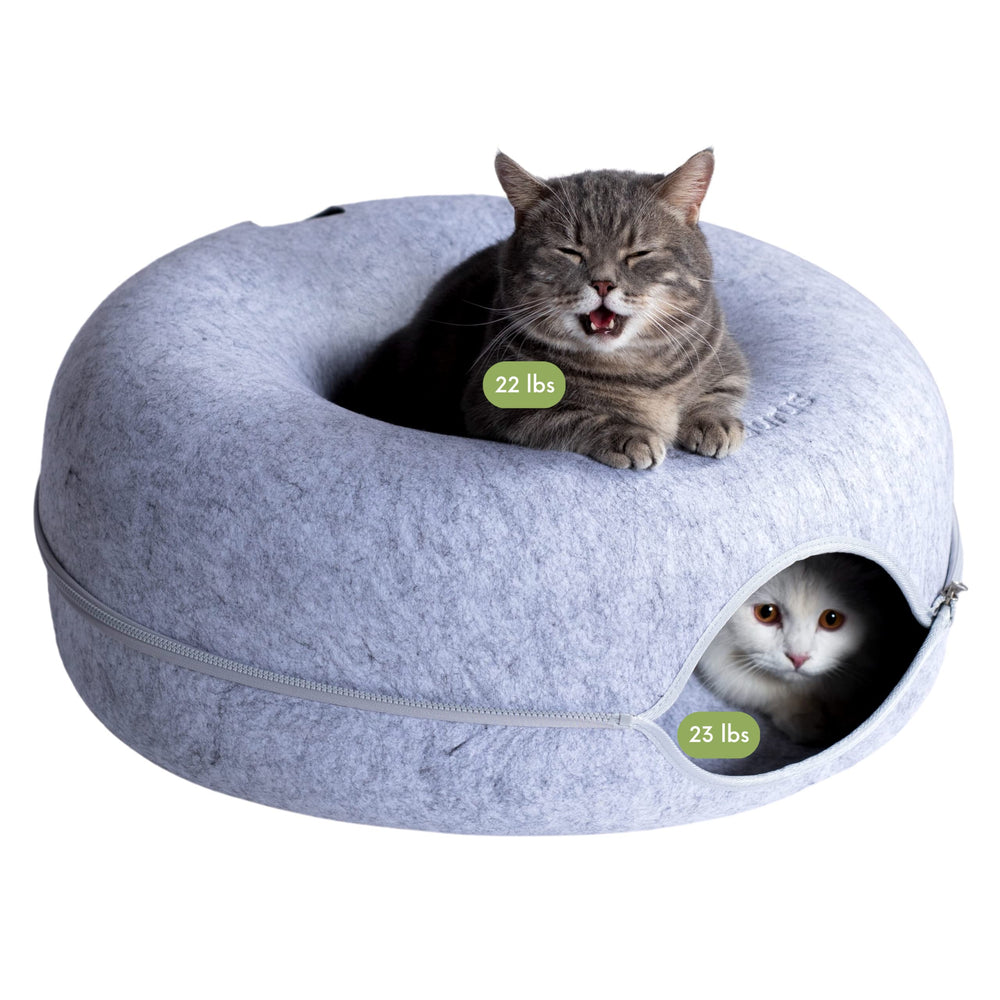 Cattasaurus Peekaboo cat cave donut top view reveals a cozy hideaway for cats and small dogs