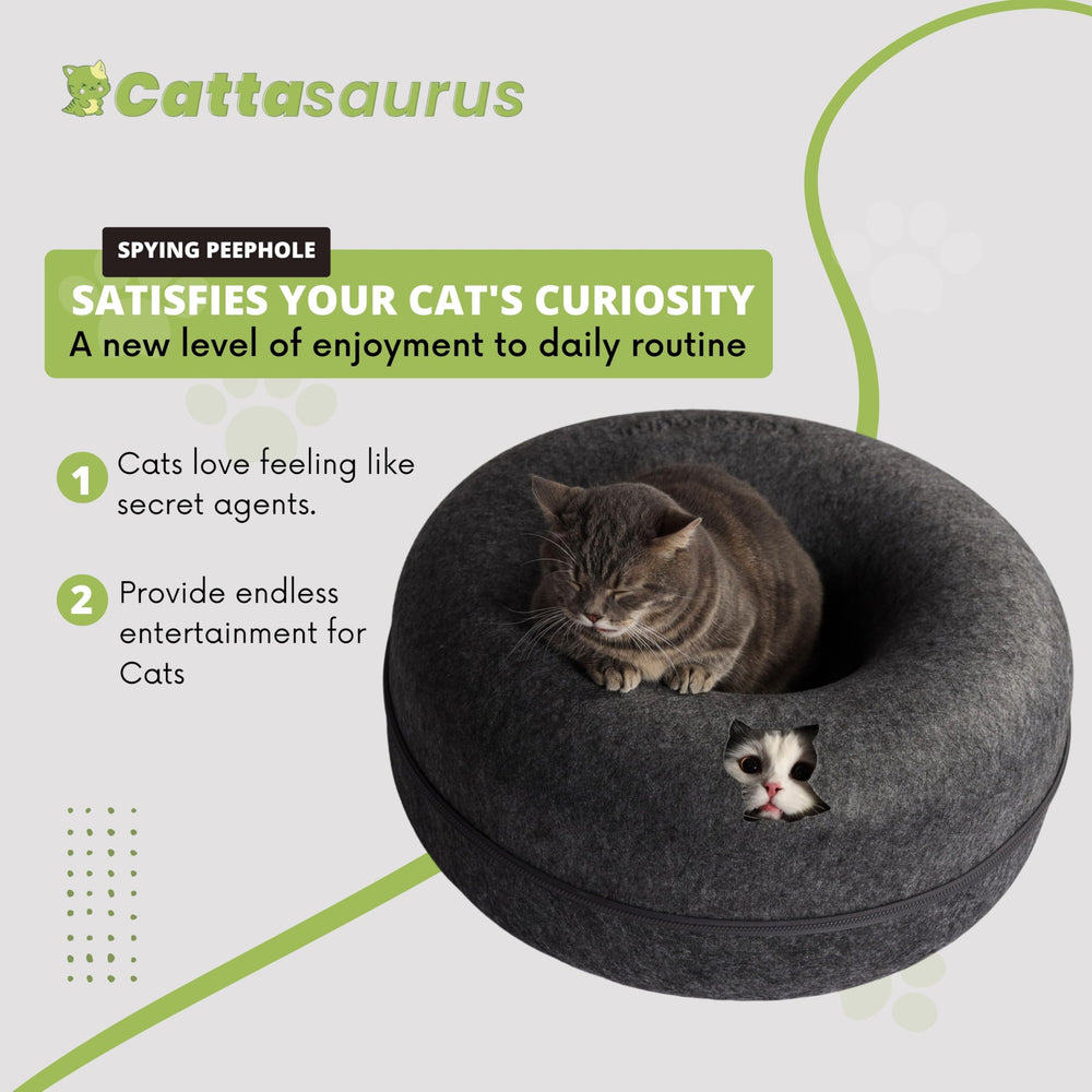 Cattasaurus Peekaboo cat cave fabric detail demonstrates non-toxic materials and durable construction.
