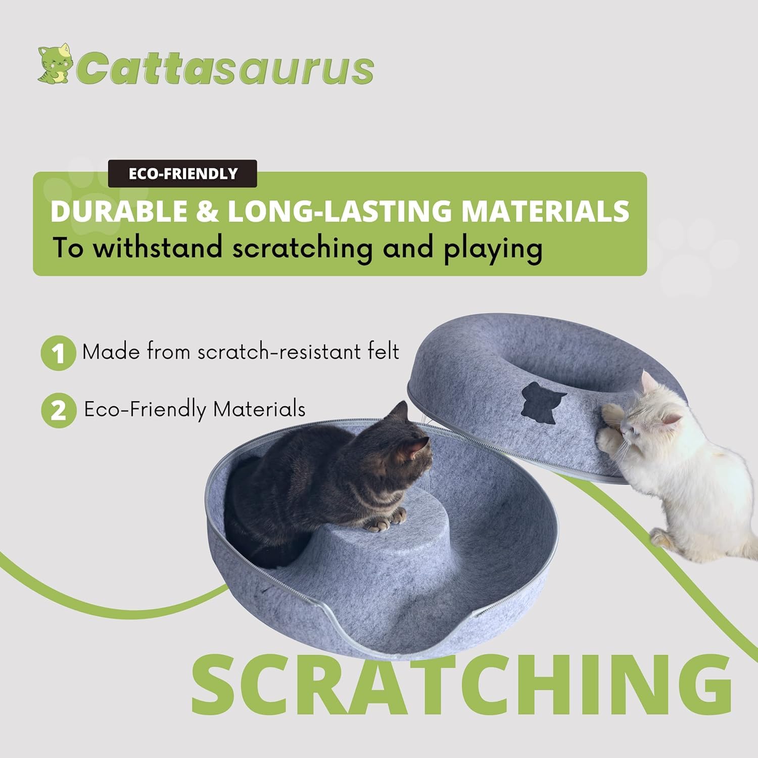 Cattasaurus Peekaboo Cat Cave sized for large cats up to 30-45 lbs