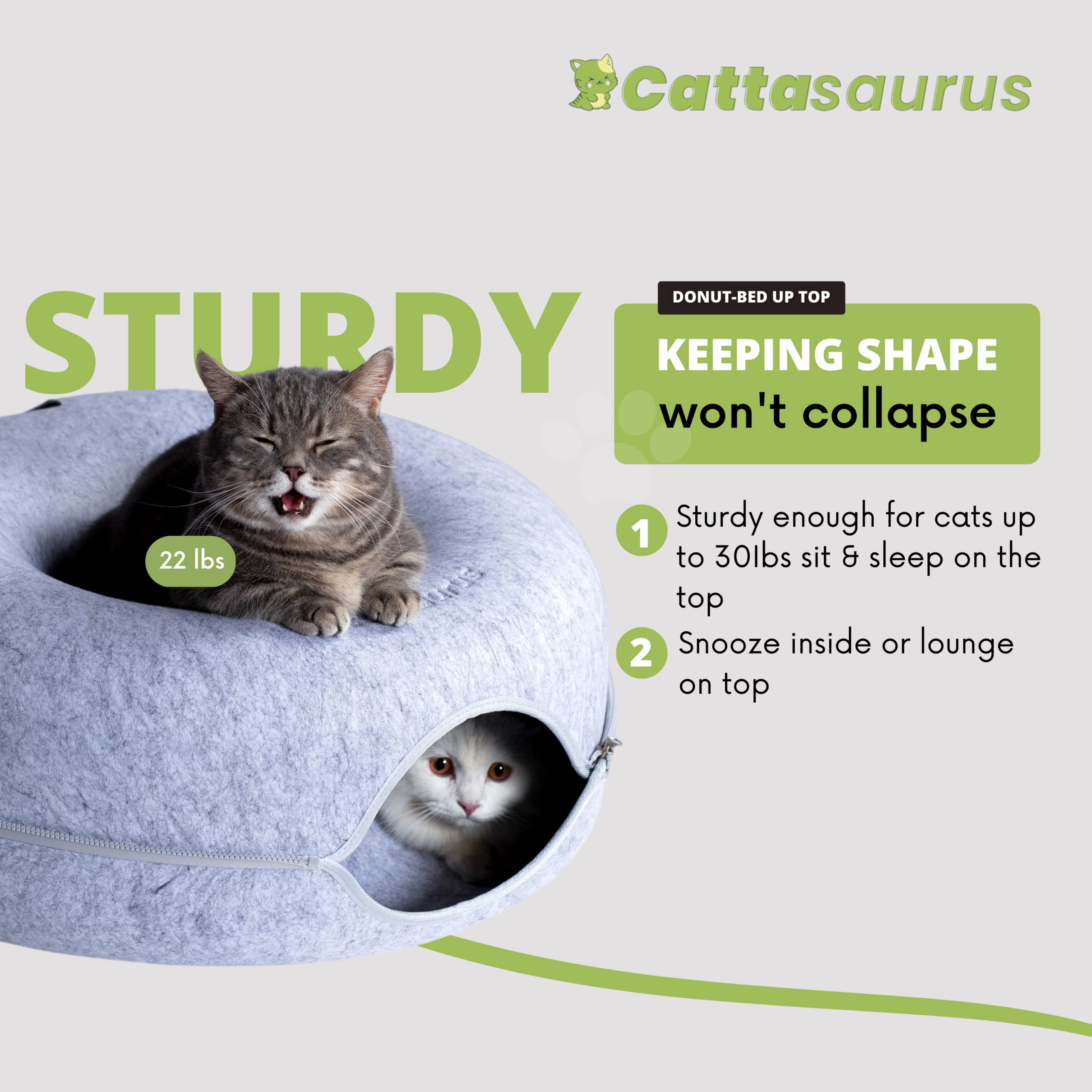 Cattasaurus Peekaboo material closeup highlights durable, non-toxic, odor-resistant fabric