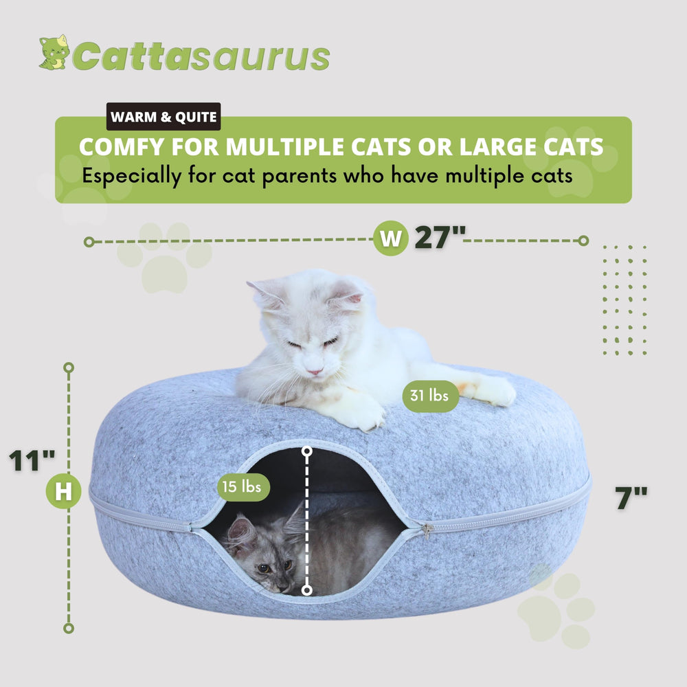 Cattasaurus Peekaboo Cat Cave has a peephole window for bonding and curious viewing