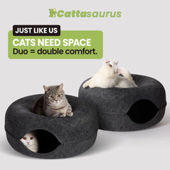 Cattasaurus Peekaboo Cat Cave peephole window, fosters owner interaction.