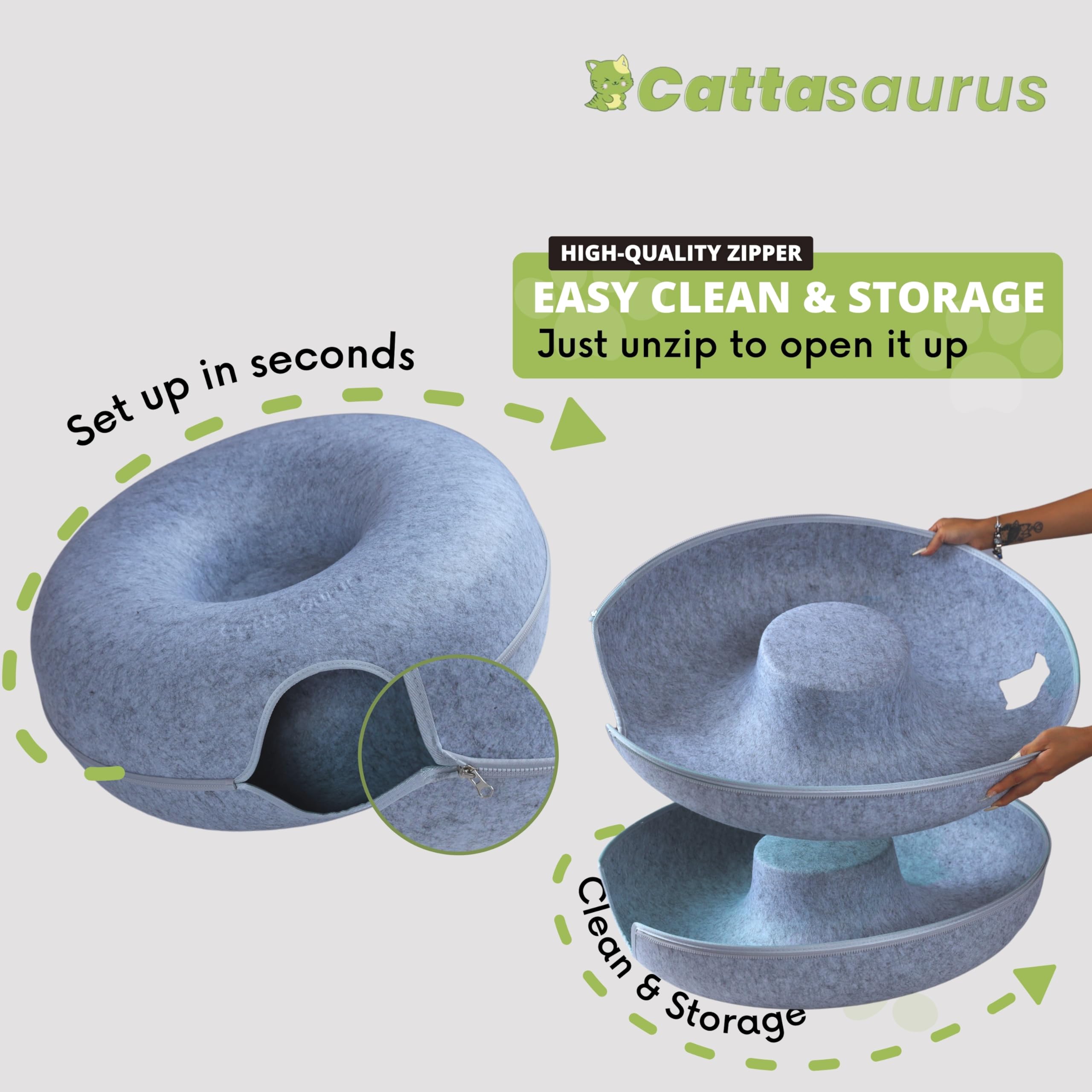 Cattasaurus Peekaboo Cat Cave recess storage for small toys and accessories