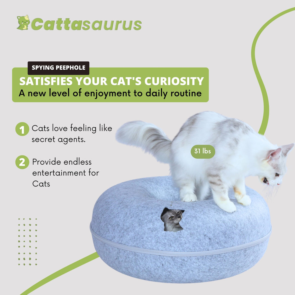 Cattasaurus Peekaboo Cat Cave washable materials enable quick cleaning