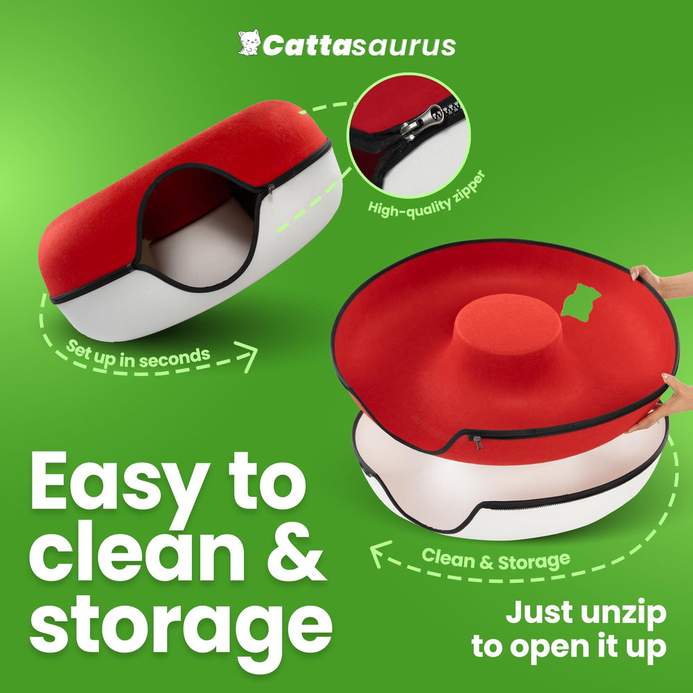 Cattasaurus Peekaboo multi-pet-use emphasizes roomy interior for several pets.