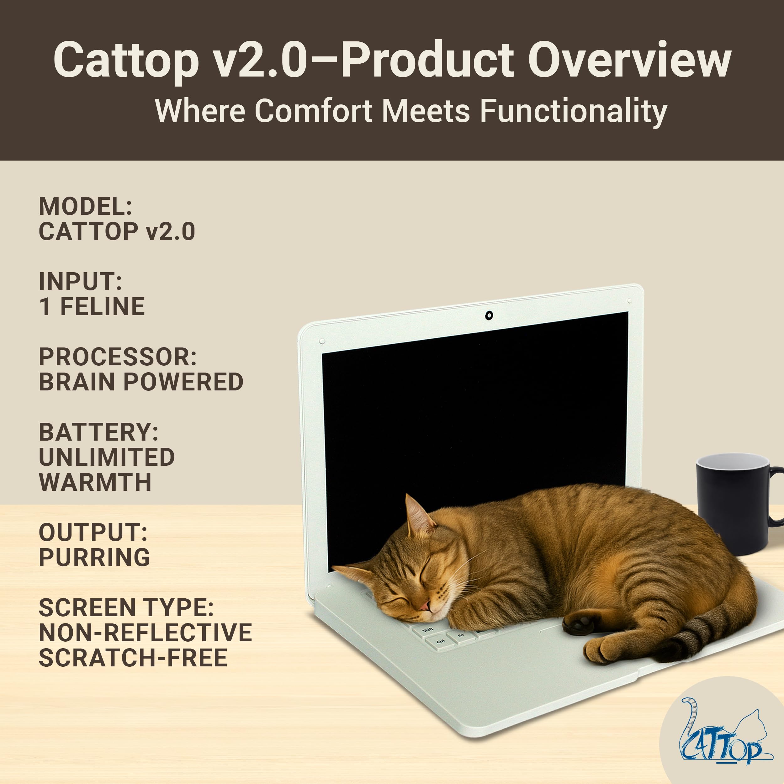 Cattop cat laptop toy scratch-resistant rest pad protects furniture while lounging.