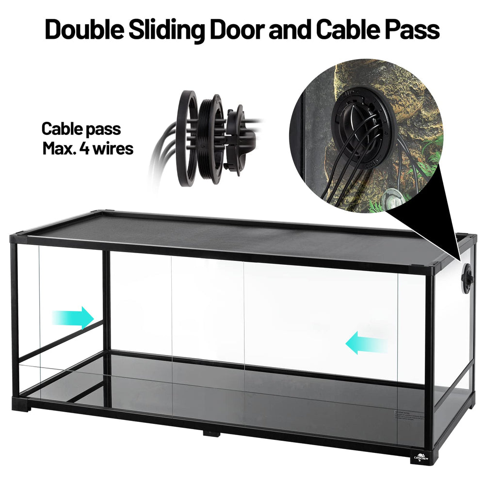 CAVACHEW 67-gallon reptile tank double sliding doors for secure feeding