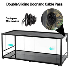 CAVACHEW 67-gallon reptile tank double sliding doors for secure feeding