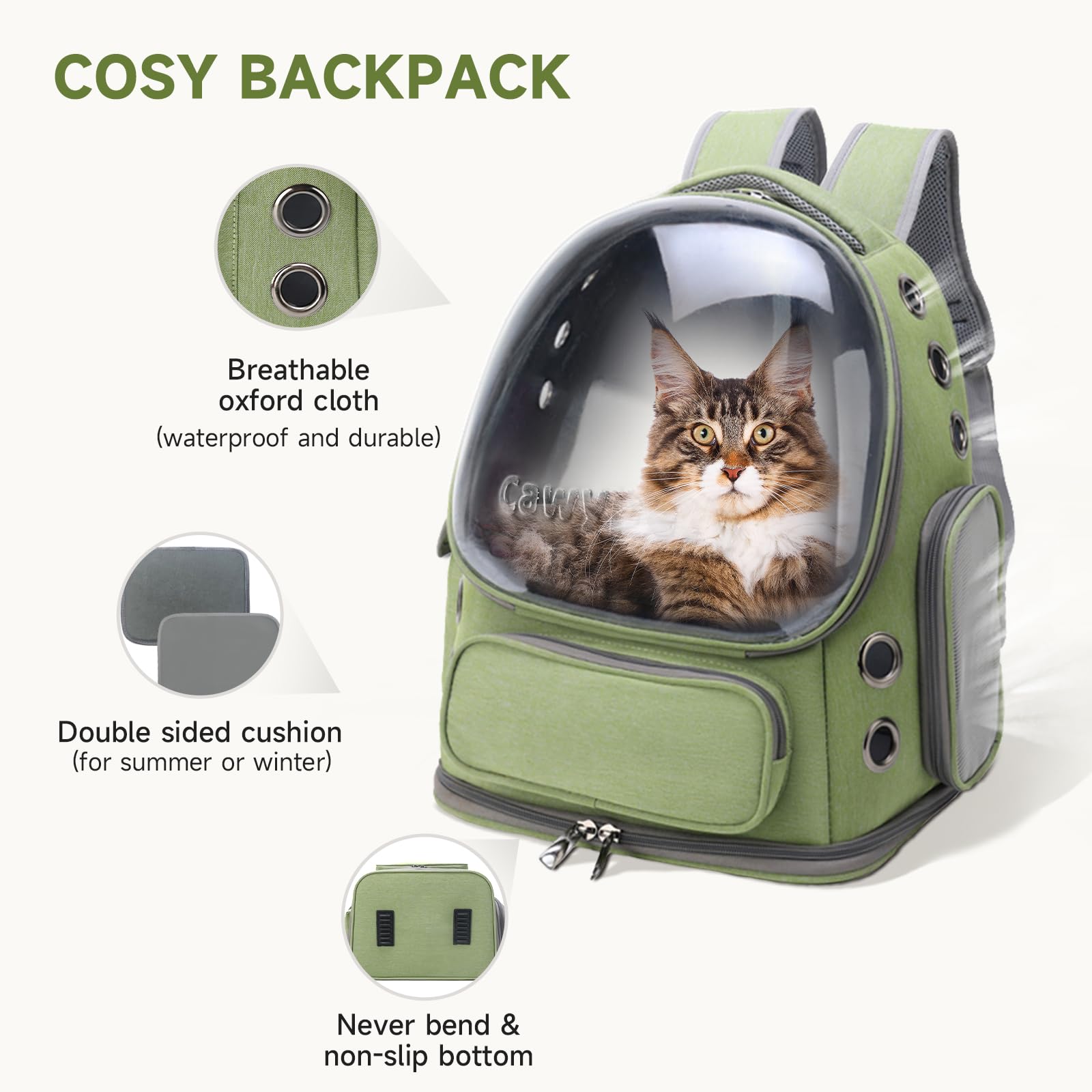 Cawypety cat backpack chest buckle improves comfort and stability during carry.