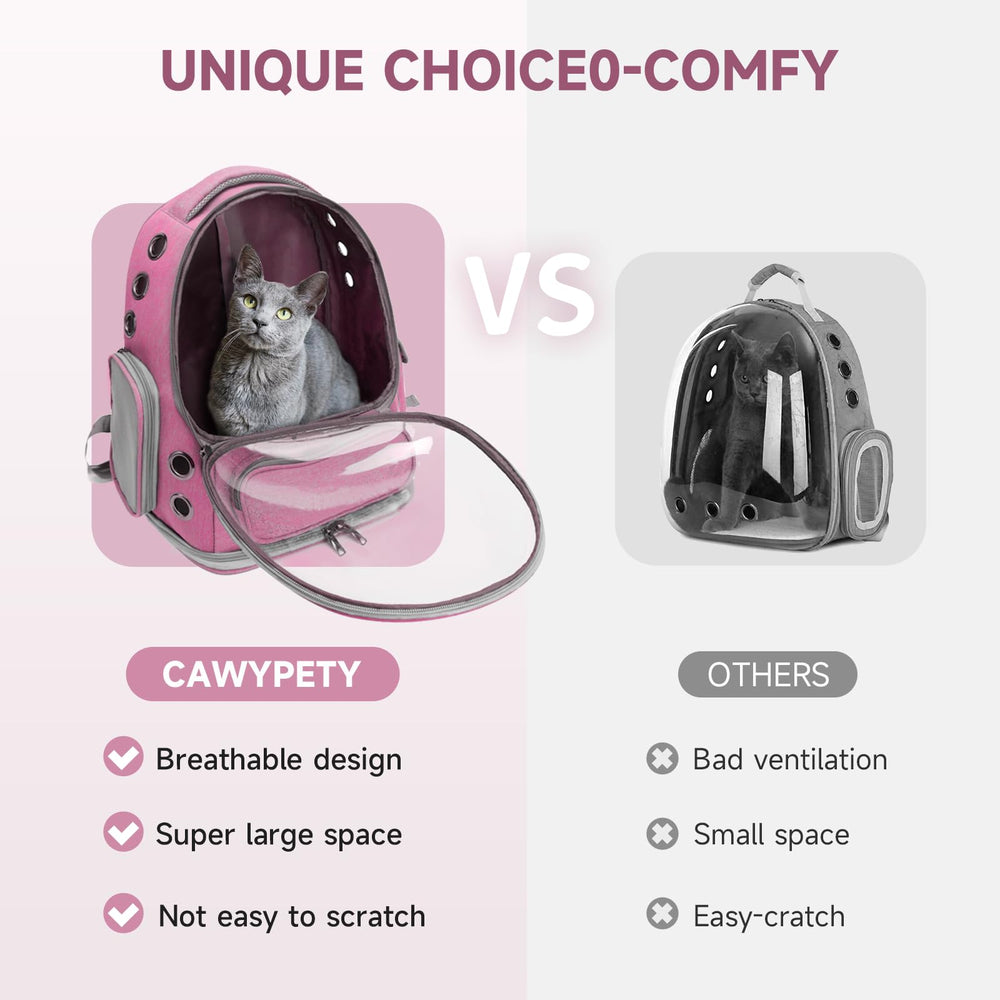 Cawypety cat backpack front-ventilation keeps pets cool during rides