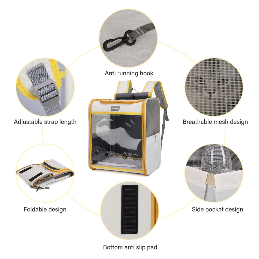 Cawypety Cat Backpack Carrier includes a built in seat belt to prevent escapes
