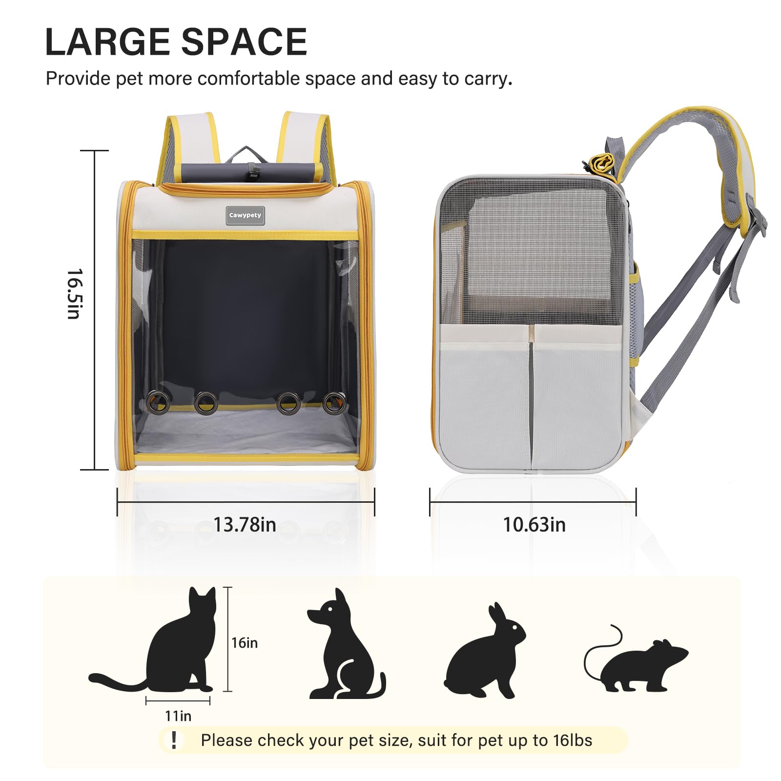 Cawypety Cat Backpack Carrier soft shoulder strap for comfortable long trips