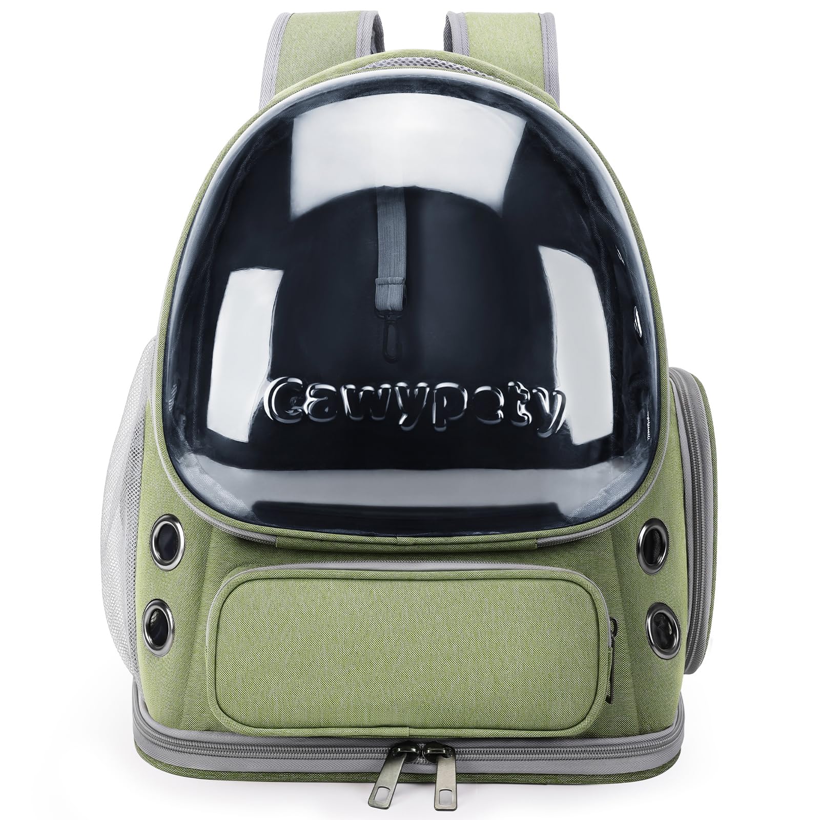 Cawypety cat backpack transparent shell supports visibility during outings.