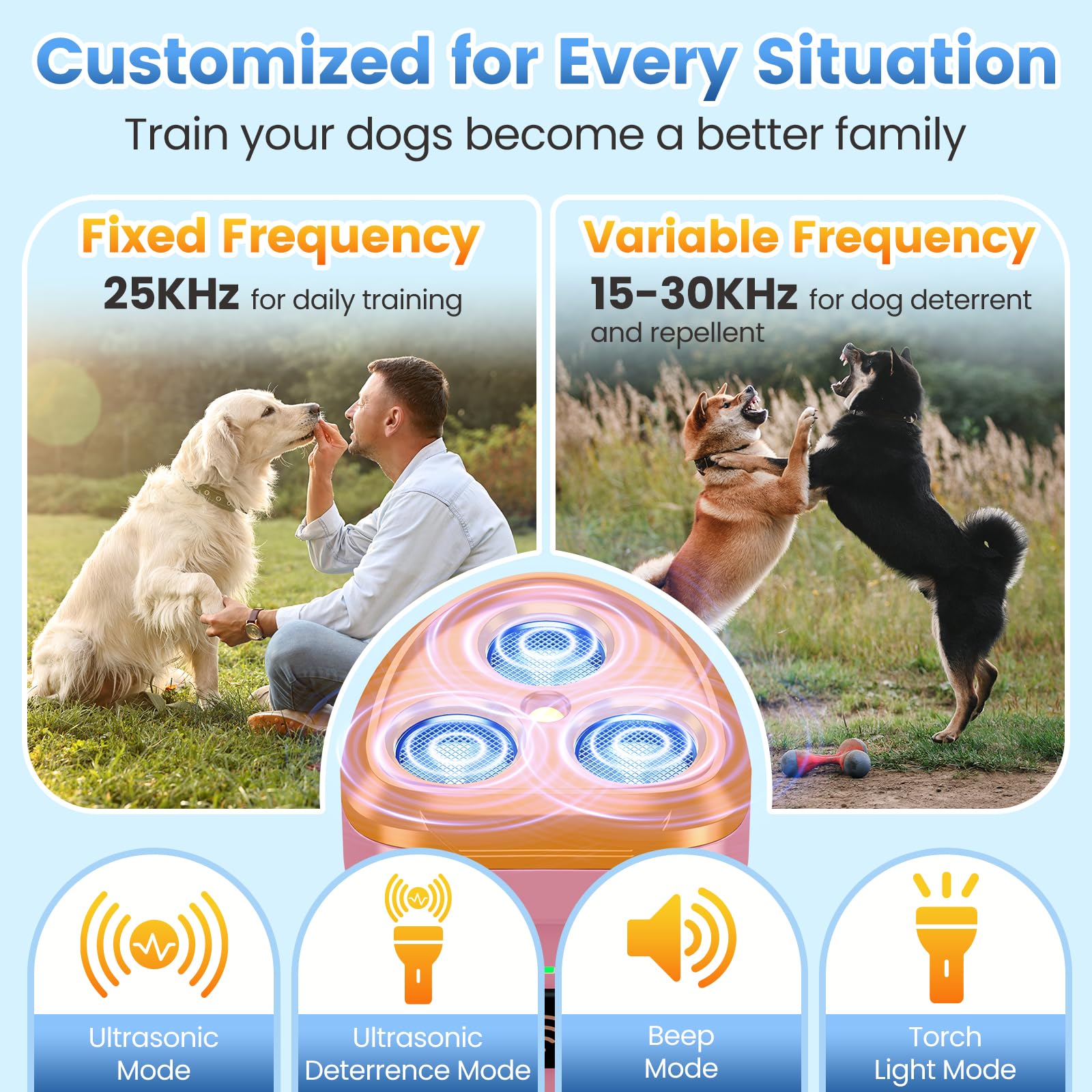 Cbersmg compact ultrasonic bark deterrent for on-the-go training