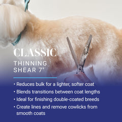 Chris Christensen Classic 7 inch thinning shear forged from 440C steel for long lasting sharp cuts