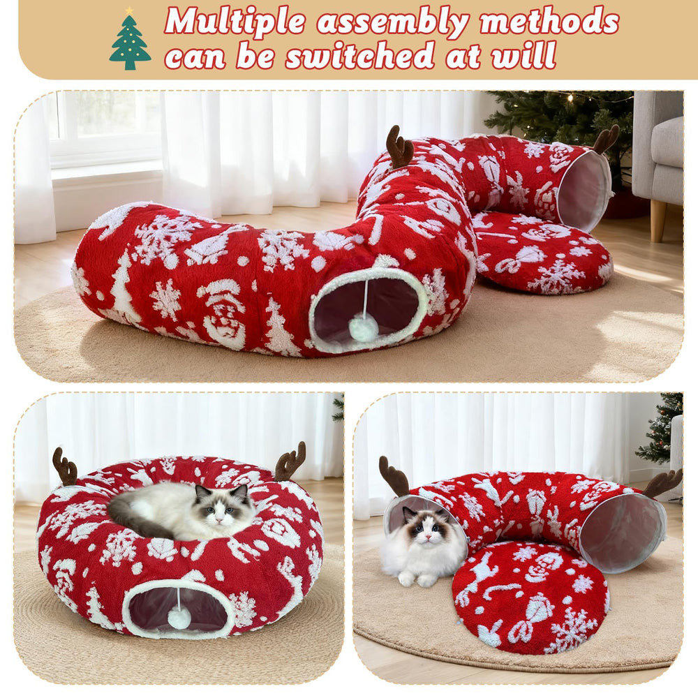 Cckuu Cat Tunnel Bed dual exits play image emphasizes interactive hide-and-seek.