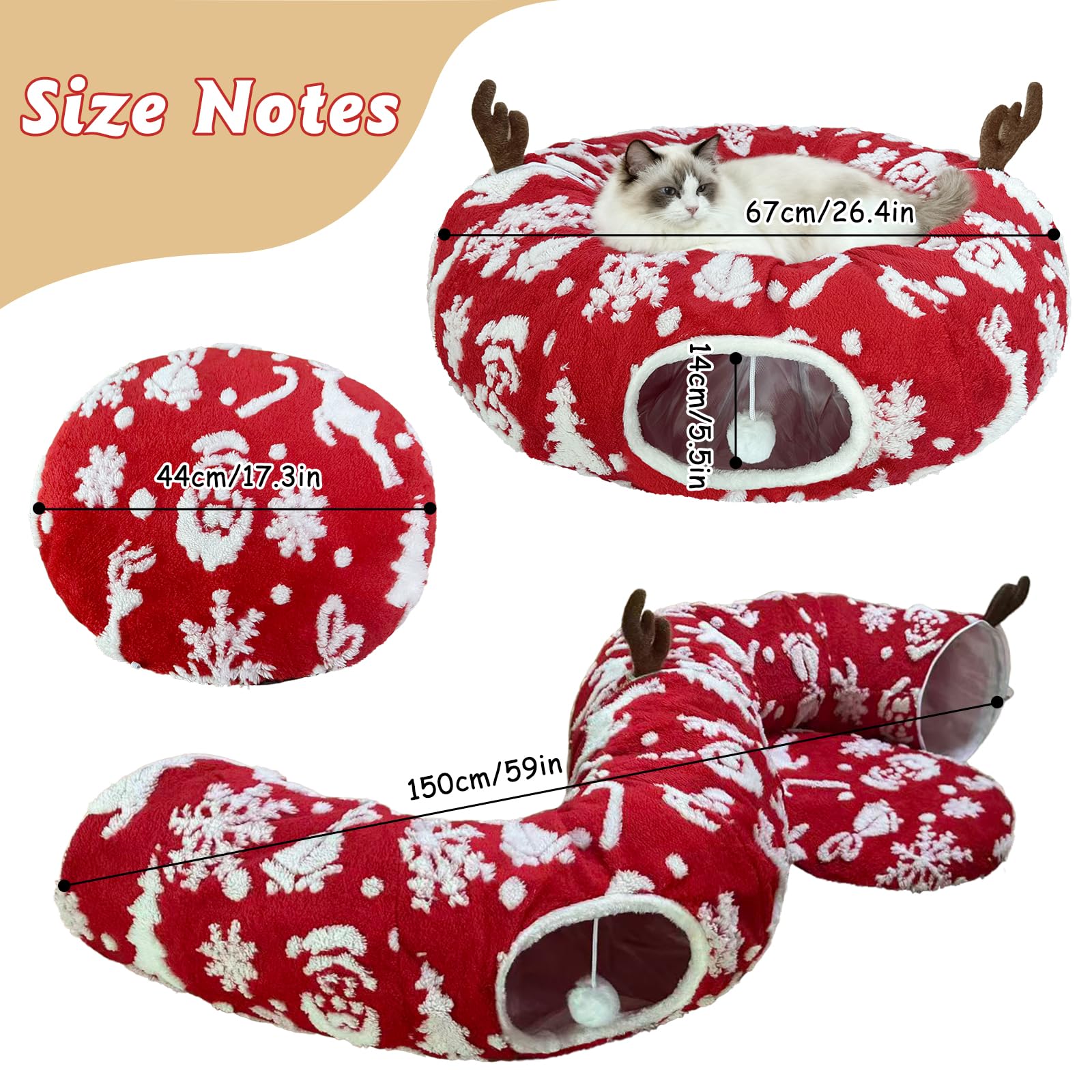 Cckuu Cat Tunnel Bed soft donut center close-up highlights plush sleep support.