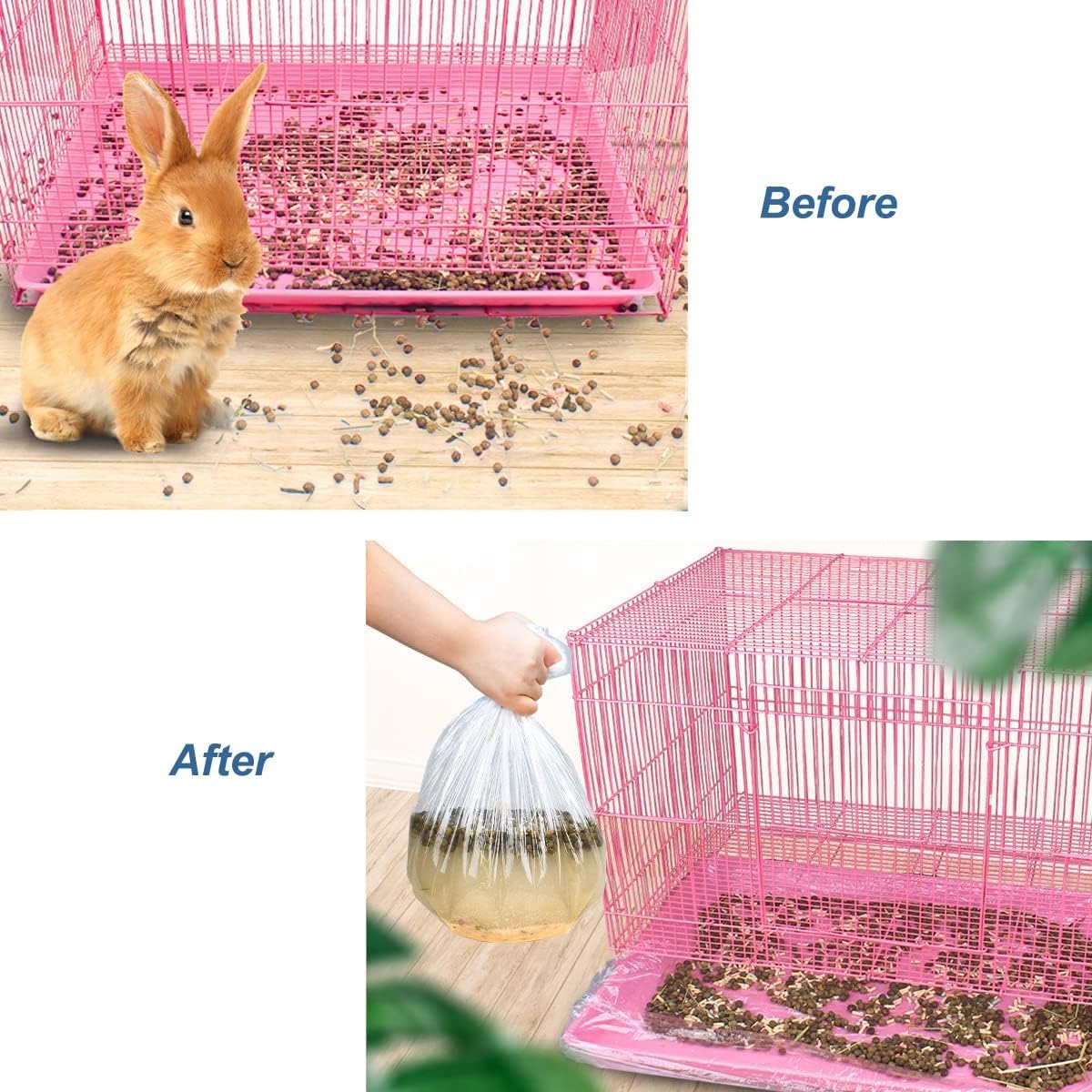 CDFZJC disposable rabbit cage liner flat-setup image shows easy liner placement for fast maintenance.