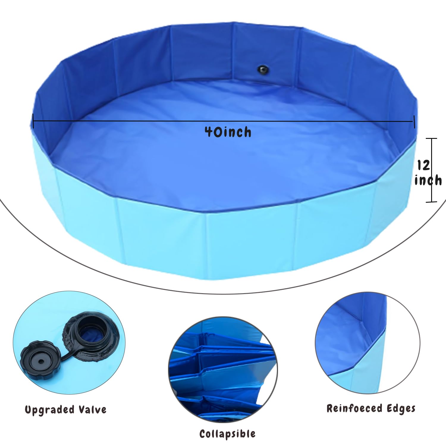 Cdycam pool with soft bottom and sealed corners reduces leakage.