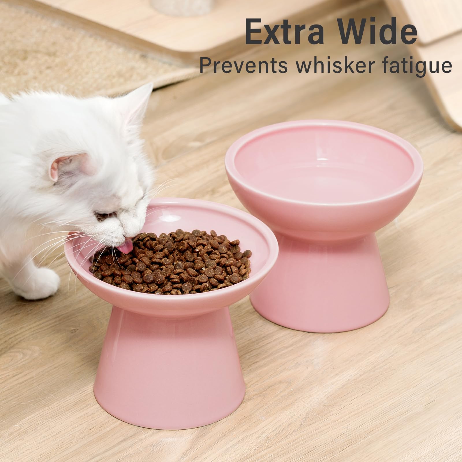 CEEFU 2 elevated cat bowls ceramic material indicates heavy, stable construction
