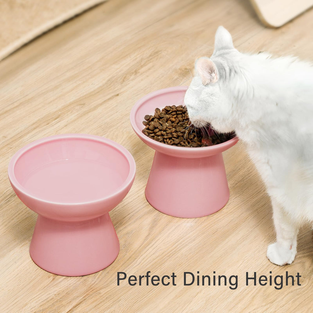 CEEFU 2 elevated cat bowls pink are dishwasher-safe and lead-free