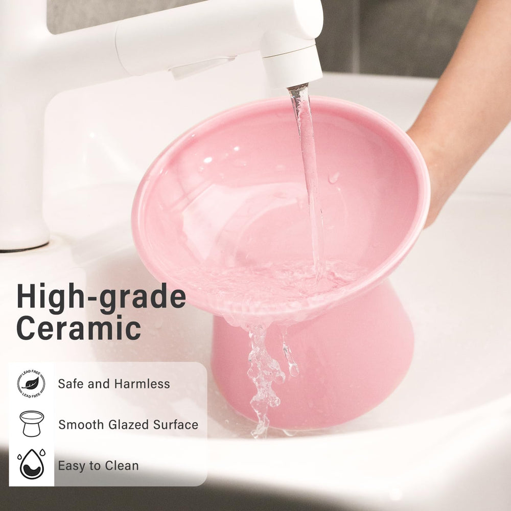 CEEFU 2 elevated cat bowls pink set demonstrates durable design and style