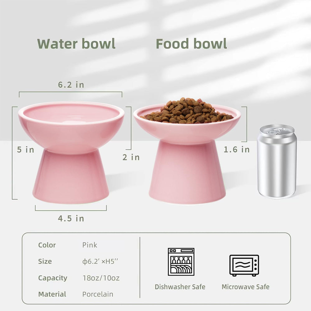CEEFU 2 elevated cat bowls food bowl wide supports whisker-friendly meals