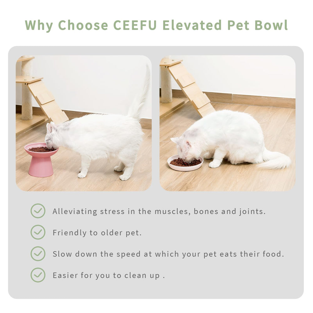 CEEFU 2 elevated cat bowls water bowl deeper helps comfortable drinking posture