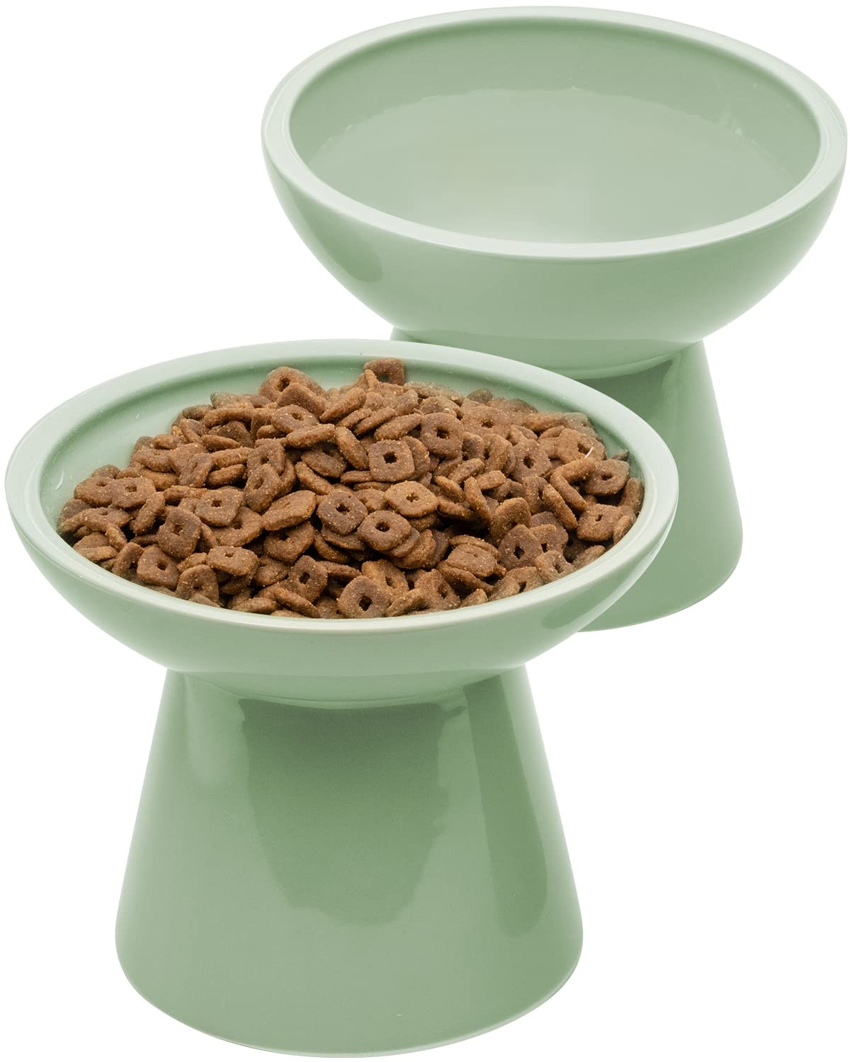 CEEFU 2 elevated cat bowls set showing comfortable mealtime setup
