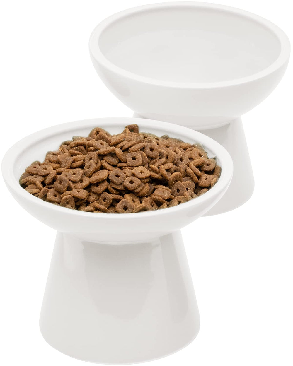 CEEFU 2 elevated ceramic cat bowls provide stable feeding at a cat-friendly height for comfortable meals.