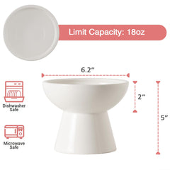CEEFU 5-inch-height raised cat bowl, full view, promotes comfortable drinking posture