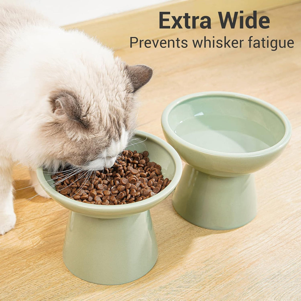 CEEFU sage green elevated cat bowls design in modern kitchen