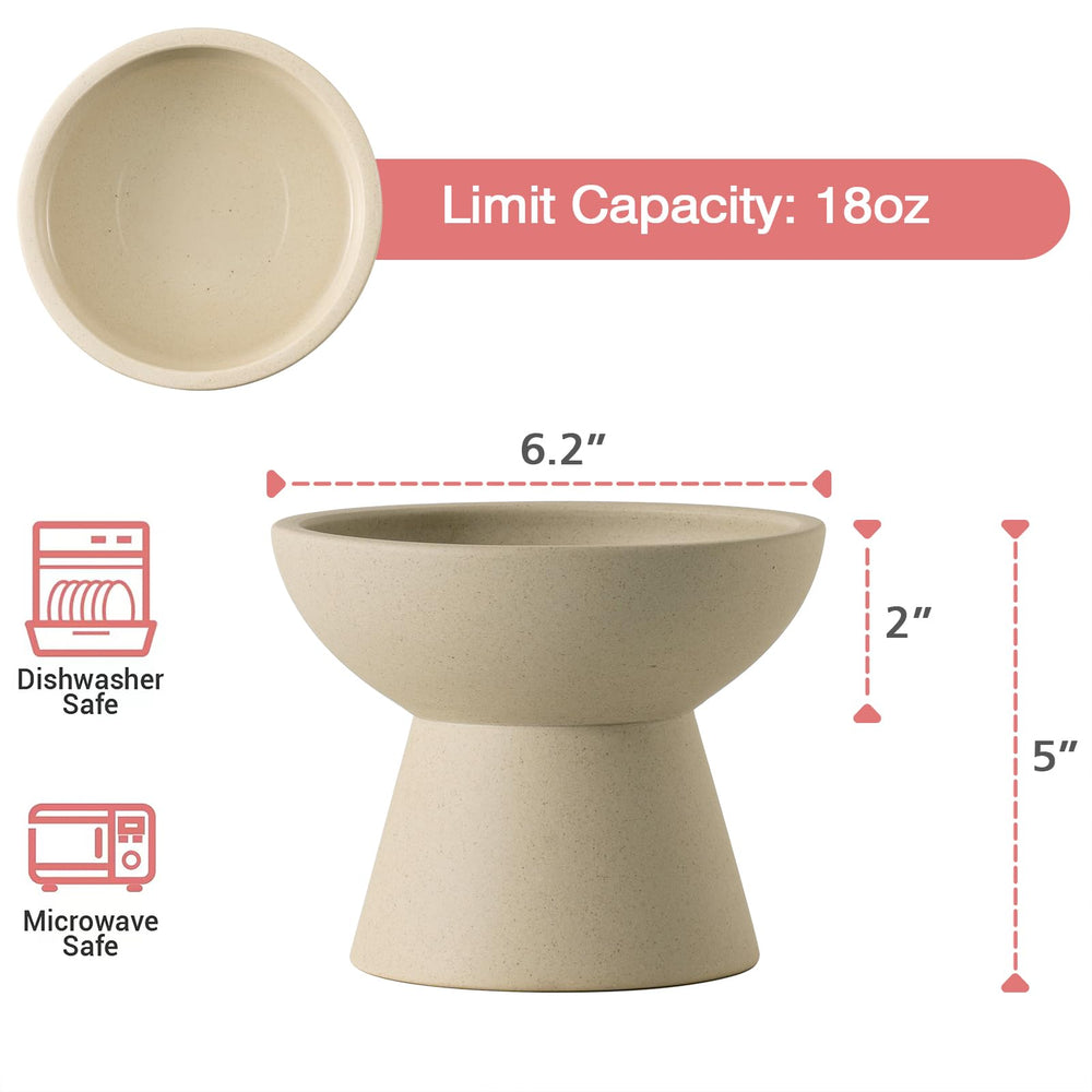 CEEFU elevated cat water bowl front view showing 5-inch height for easy feeding.