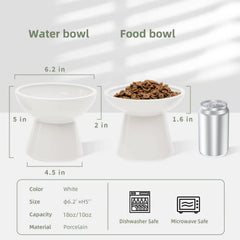 CEEFU food bowl shallow wide design facilitates easy kibble pickup for cats.