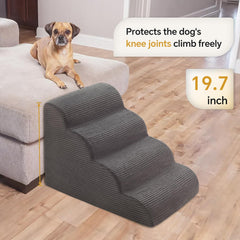 Ceekliybear curved dog stairs non-slip base keeps steps secure on floors.
