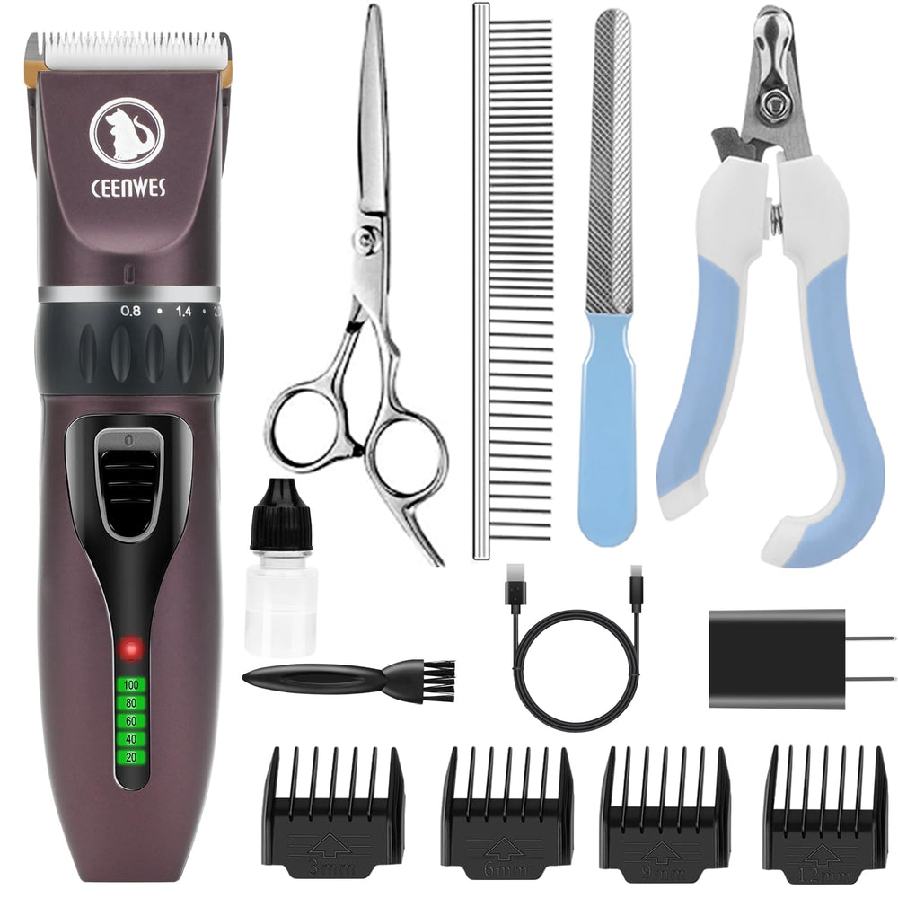 Ceenwes dog clippers cordless grooming kit with low-noise motor for calm grooming sessions