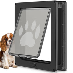 CEESC dog door front view black shows durable weatherproof access for small pets.