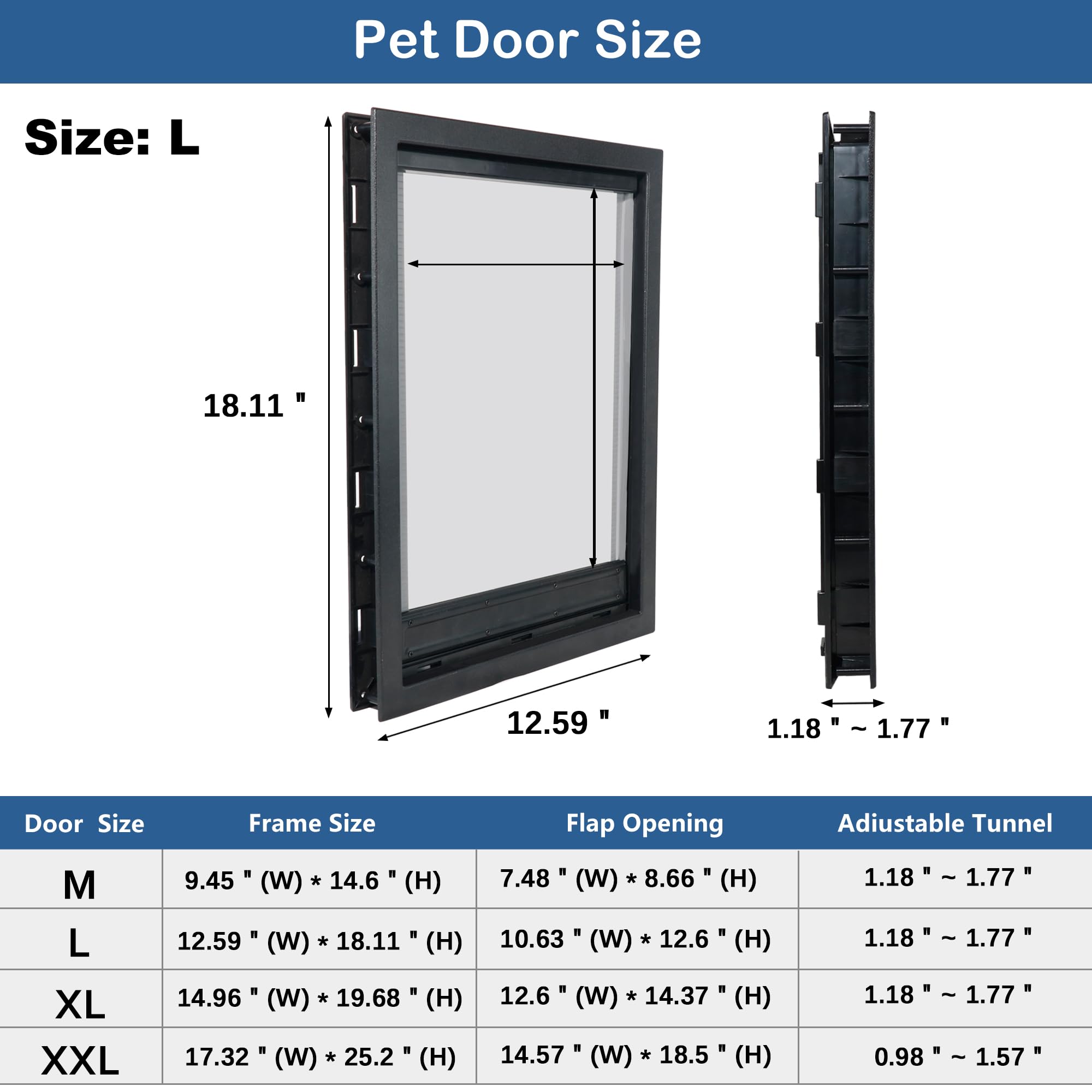 CEESC dog door installation for interior or exterior doors to block storms.
